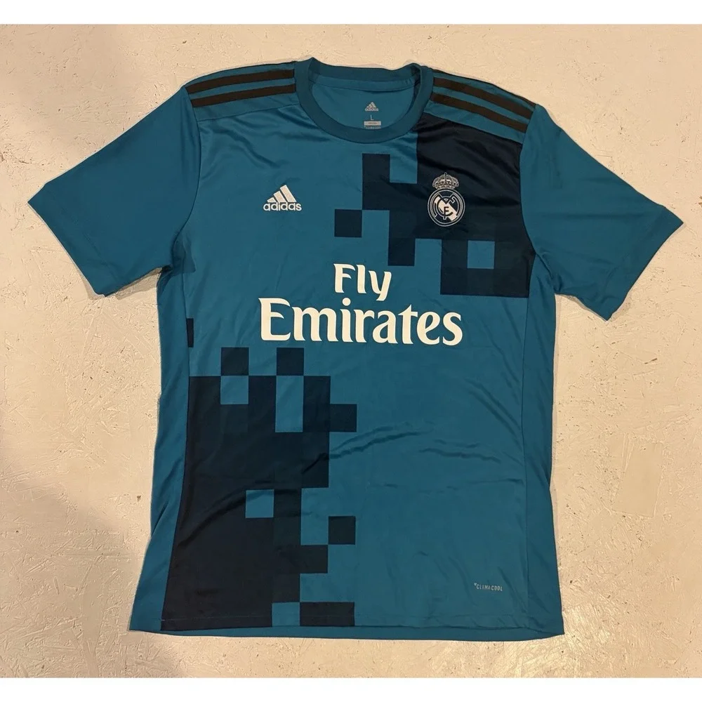 Adidas Real Madrid Third 2017/18 Soccer Jersey Mens Large Teal Blue Football